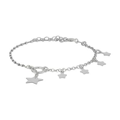 BRACCIALE CATENA CUBOTTI STELLINE MICRO E STELLA IN ARGENTO 925 °/°°