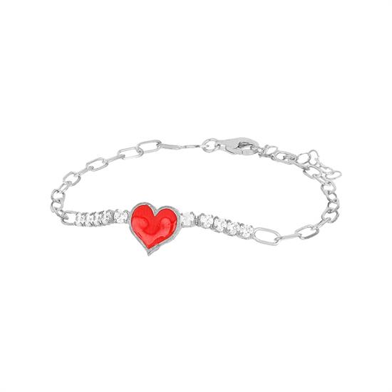 BRACCIALE ROLLO E TENNIS CON CUORE SMALTATO IN ARGENTO 925°/°°