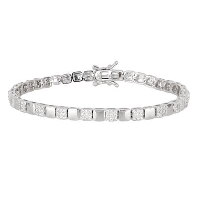 BRACCIALE TENNIS PISTRINE ALTERNATE ZIRCONI BIANCHI ARGENTO 925°/°°