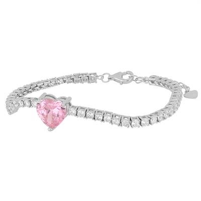 BRACCIALE TENNIS CON CUORE BIG ZIRCONATO IN ARGENTO 925°/°°