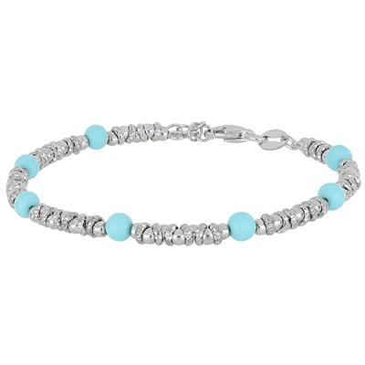 BRACCIALE CON RONDELLE DIAMANTATE E PERLINE IN ARGENTO 925°/°°