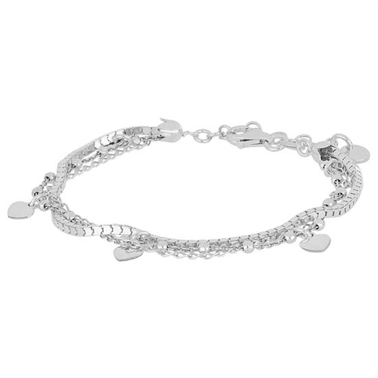 BRACCIALE TRE CATENE E CUORI PENDENTI IN ARGENTO 925°/°°