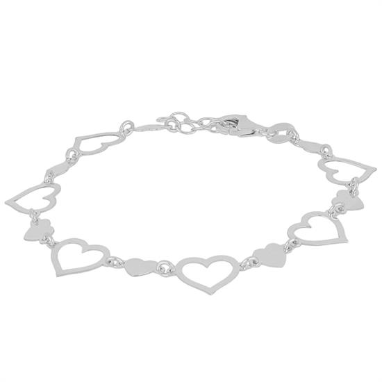 BRACCIALE MULTI CUORI LISCI E TRAFORATI IN ARGENTO 925°/°°