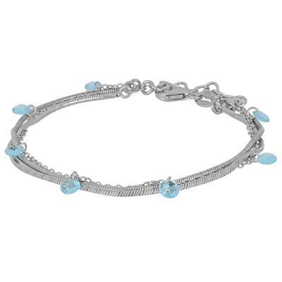 BRACCIALE TRE CATENE CON ZIRCONI TONDI PENDENTI IN ARGENTO 925°/°°