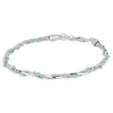 BRACCIALE TORCHON TRE FILI CON PALLINE SMALTO IN ARGENTO 925°/°°