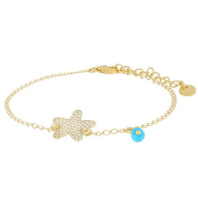 BRACCIALE STELLA MARINA E TURCHESE IN ARGENTO 925°/°°