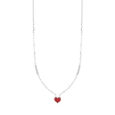 COLLANA ROLLO E TENNIS CON CUORE SMALTATO IN ARGENTO 925°/°°