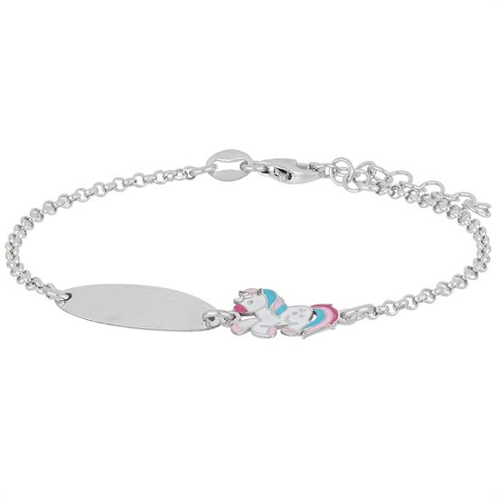 BRACCIALE BIMBA UNICORNO CON TARGHETTA IN ARGENTO 925°/°°