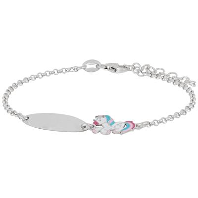 BRACCIALE BIMBA UNICORNO CON TARGHETTA IN ARGENTO 925°/°°