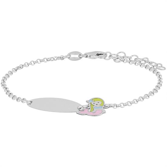 BRACCIALE BIMBA SIRENA CON TARGHETTA IN ARGENTO 925°/°°