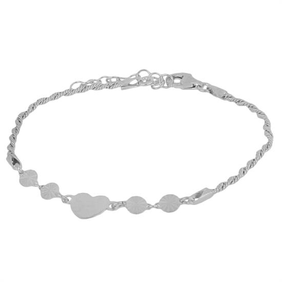 BRACCIALE TRECCIA CON TONDI SOLE E CUORE IN ARGENTO 925°/°°