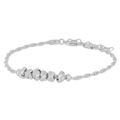 BRACCIALE TRECCIA CON RONDELLE CENTRALI IN ARGENTO 925°/°°