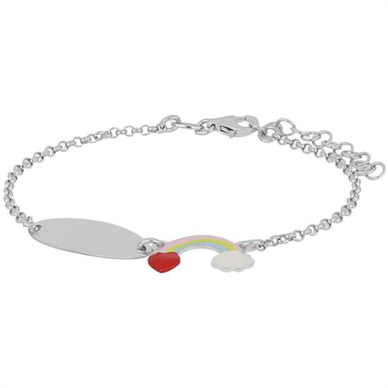 BRACCIALE BIMBA ARCOBALENO CON TARGHETTA IN ARGENTO 925°/°°