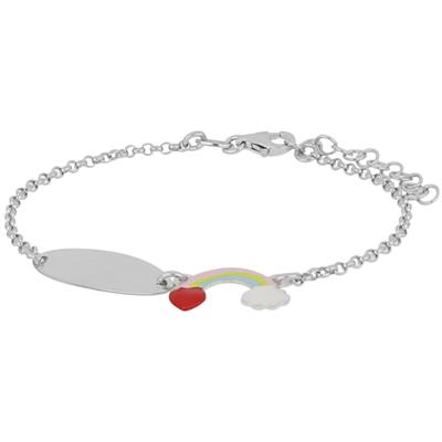 BRACCIALE BIMBA ARCOBALENO CON TARGHETTA IN ARGENTO 925°/°°