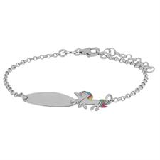 BRACCIALE BIMBA UNICORNO SMALTATO CON TARGHETTA ARGENTO 925°/°°