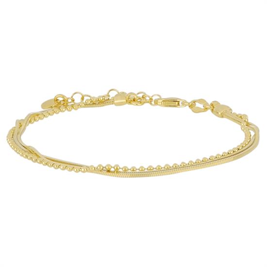 BRACCIALE DUE FILI SNAKE SOTTILE E PALLINI DIAMANTATI ARGENTO925°/°°