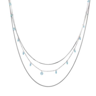 COLLANA TRE CATENE CON ZIRCONI TONDI PENDENTI IN ARGENTO 925°/°°