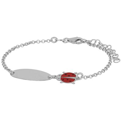 BRACCIALE BIMBA COCCINELLA CON TARGHETTA IN ARGENTO 925°/°°