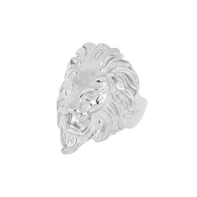 ANELLO LEONE CON CHIOMA IN ARGENTO 925°/°°