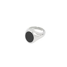 ANELLO OVALE SIGILLO ONICE NERO IN ARGENTO 925°/°°