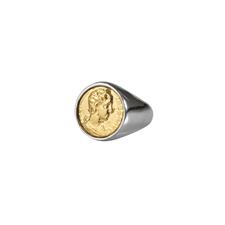 ANELLO SIGILLO RODIO IN ARGENTO 925°/°° MONETA