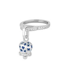 ANELLO CAMPANELLA TRAFORATA PICCOLA SMALTO D.BLUE IN ARGENTO 925°/°°