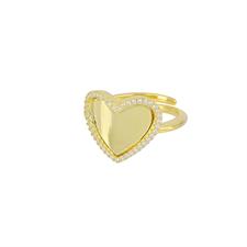 ANELLO CUORE SPECCHIO DORATO ARGENTO 925°/°° ZIRCONI WHITE