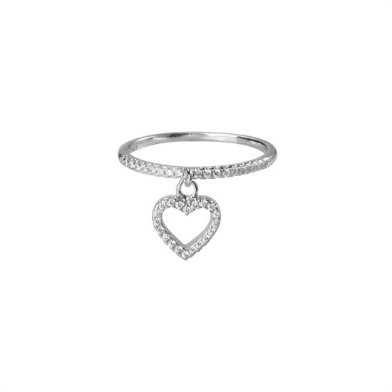 ANELLO CUORE PENDENTE ARGENTO 925°/°° E ZIRCONI WHITE