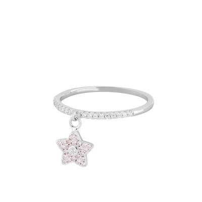 ANELLO STELLA PENDENTE ARGENTO 925°/°° E ZIRCONI PINK