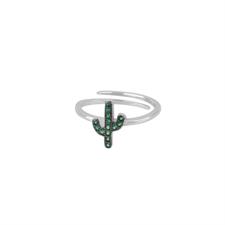 ANELLO CACTUS RODIO ZIRCONI LIGHT GREEN ARGENTO 925°/°° REGOLABILE