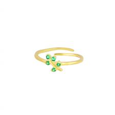 ANELLO RAMETTO DORATO ZIRCONI LIGHT GREEN ARGENTO 925°/°° REGOLABILE