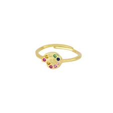 ANELLO CONCHIGLIA DORATO ZIRCONI MULTICOLOR ARGENTO 925°/°° REGOLABI