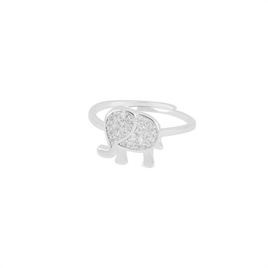 ANELLO ELEFANTE RODIO ZIRCONI WHITE IN ARGENTO 925°/°° REGOLABILE