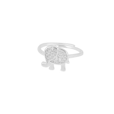 ANELLO ELEFANTE RODIO ZIRCONI WHITE IN ARGENTO 925°/°° REGOLABILE