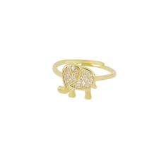 ANELLO ELEFANTE DORATO ZIRCONI WHITE IN ARGENTO 925°/°° REGOLABILE