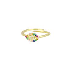 ANELLO OCCHIO DORATO ZIRCONI MULTICOLOR ARGENTO 925°/°° REGOLABILE