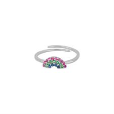 ANELLO ARCOBALENO RODIO CZ MULTICOLOR ARGENTO 925°/°° REGOLABILE