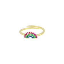 ANELLO ARCOBALENO DORATO CZ MULTICOLOR ARGENTO 925°/°° REGOLABILE