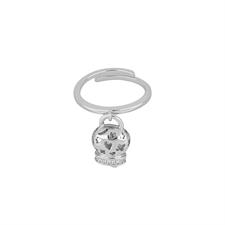 ANELLO CAMPANELLA TRAFORATA PICCOLA CZ WHITE RODIO ARGENTO 925°/°°