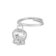 ANELLO CAMPANELLA TRAFORATA GRANDE CZ WHITE RODIO ARGENTO 925°/°°