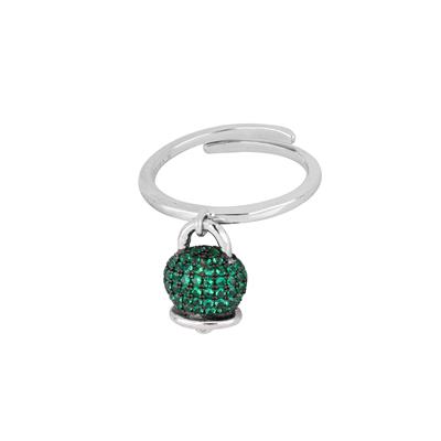 ANELLO CAMPANELLA MINI RODIO ZIRCONI LIGHT GREEN IN ARGENTO 925°/°°