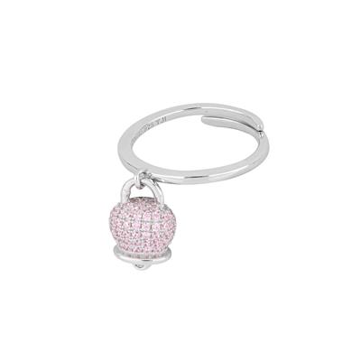 ANELLO CAMPANELLA MINI RODIO ZIRCONI PINK IN ARGENTO 925°/°°