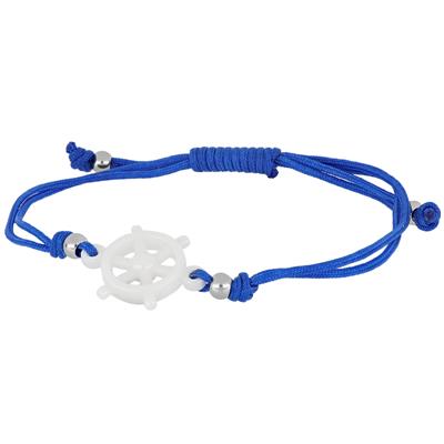 BRACCIALE CON TIMONE IN CERAMICA, ACCIAIO E CORDINO