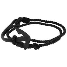 BRACCIALE IN ACCIAIO ANCORA BLACK CON TRECCIA