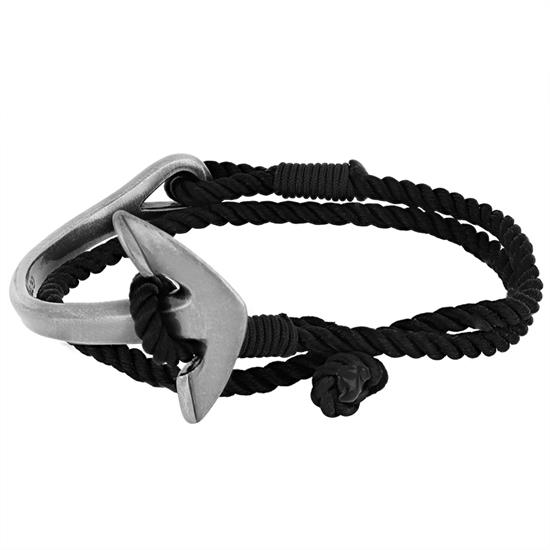 BRACCIALE IN ACCIAO ANCORA LIGHT GREY CON TRECCIA