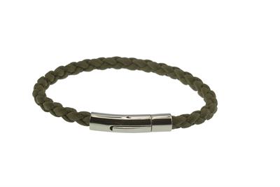 BRACCIALI IN ACCIAIO CON TRECCIA IN PELLE MAIORCA MILITARY