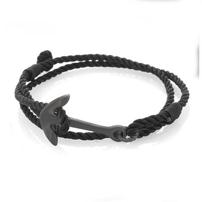 BRACCIALE ANCORA BLACK CON CORDA NAUTICA