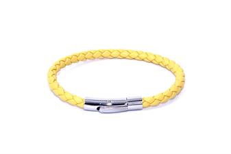 BRACCIALE ACCIAIO CHIUSURA TUBO SILVER CON TRECCIA LIMONE