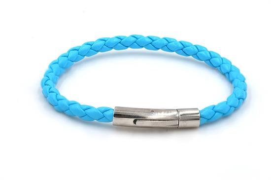 BRACCIALE ACCIAIO CHIUSURA TUBO SILVER CON TRECCIA CIELO