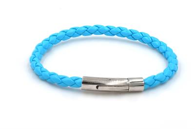 BRACCIALE ACCIAIO CHIUSURA TUBO SILVER CON TRECCIA CIELO